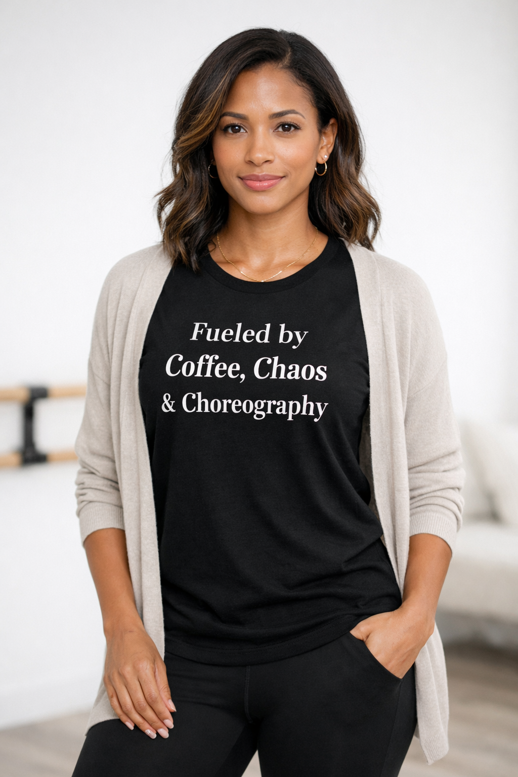 Fueled by Coffee, Chaos & Choreography™ Tee – Dance Mom Shirt (Minimalist Dance Life Apparel)