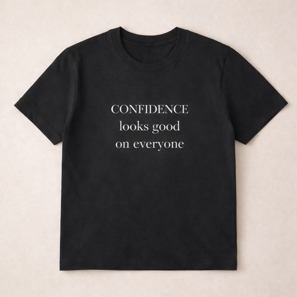 Confidence Looks Good on Everyone Tee – Minimalist Empowerment Shirt